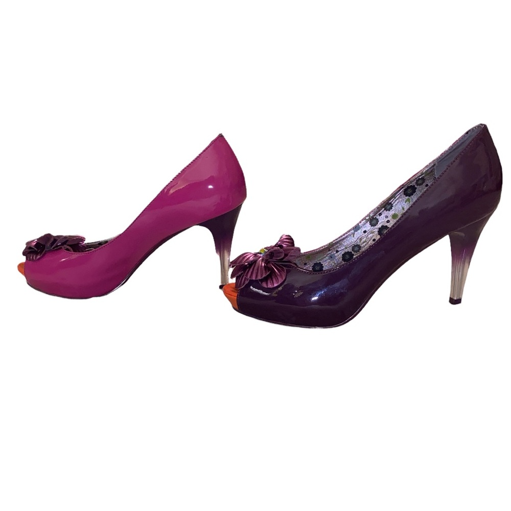 Poetic License Summer Bloom Floral Patent Leather Embellished Lucite Heels - 6.5 - Picture 16 of 16